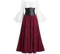 Generico Costume da Halloween Vestito in Stile Medievale Donna retrò Curvy Lungo Abito Carnevale Gotico Vestito da Sera Abito Cerimonia Vestiti Costume Rinascimentale da Donna Principessa Cosplay