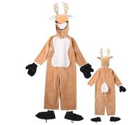 Generico Costume Da Renna Per Bambini | Costume Da Cervo Animale Per Le Feste Di Natale Per Ragazzi | Tuta Morbida età 3-13 anni Completo per Vacanze Invernali Compleanno Spettacolo Teatro e Dramma