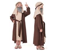 Generico Costume da San Giuseppe Tradizionale per Bambino Set di Costumi da Pastore Medievale per Bambini, Costumi di Carnevale 6-13 Anni, Pastori Presepe, Presepe per Bambini Inverno