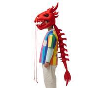 Genérico Costume da scheletro di dinosauro - Copricapo 3D con cranio e colonna vertebrale | Costume da Dinosauro Realistico Per Adulti,Per Feste Di Costumi Di Halloween Per Bambini E Adulti