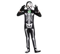 Generico Costume da scheletro per bambini - Tuta che si al buio | | Effetto luminoso ad alta visibilità, tessuto in poliestere traspirante, taglie dalla S alla XL, completo intero, per dolcetto