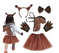 Generico Costume Da Scoiattolo,Per Feste Di Halloween Con Coda - Set Di Costume Animale Morbido Con Orecchie,Per Natale Pasqua Teatro Scuola Spettacoli Compleanno Bambini Cosplayer