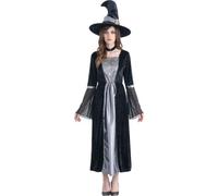 Generico Costume da Strega per Donne Adulte con Cappello, Abito e Cappello da Strega, Vestito da Regina Vittoriana e Rinascimentale per il Carnevale con Maniche a Tromba