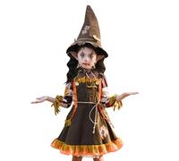 Generico Costume da Strega Spiderweb Arancione perRagazze, Vestito Glow in Dark e Cappello, Ufficiale, Stregas, Witches, per Halloween, Carnevale, Compleanno e feste