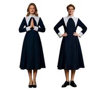 Generico Costume Da Suora Per Donna E Uomo Abito Lungo Nero Con Velo E Colletto Bianco Travestimento Horror Per Halloween Carnevale Cosplay Feste a Tema