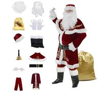 Generico Costume Da Uomo Babbo Natale | Set Di Cosplay Di Nattale Babbo | Comodo Cosstume Per Adulti Babo Natale Eva Christmas Halloween Costume Event Party Yend-End