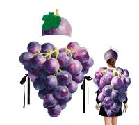 Genérico Costume da uva a tema cibo con cappello e scherzo, costume scherzo a tema frutta d'uva, per riunioni, compleanni, dramma, cosplay, uomini, donne, anziani, famiglia