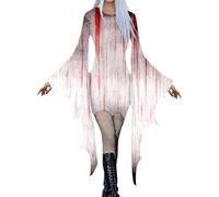 Generico Costume da Vampiro da Donna per Halloween, a Maniche Lunghe e Larghe, Costume da, Vestito Gotico da Strega Stile Elegante