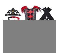 Genérico Costume da vampiro di Halloween per ragazze,Costume da vampiro per ragazze, abito da vampiro gotico per, con corona, guanti, collana di Halloween per bambini dai 2 ai 12 anni