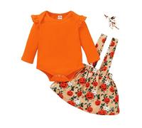 Generico Costume da Zucca Halloween Neonato Mode Arancione Set Da Carnevale,a Manica Lunga Pullover Vestito Baby Jumpsuit 2 Pezzi Vestito Neonato 0-24 Mesi