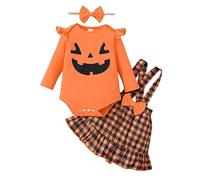 Generico Costume da Zucca Halloween Neonato Mode Arancione Set Da Carnevale,a Manica Lunga Pullover Vestito Baby Jumpsuit 2 Pezzi Vestito Neonato Per Halloweens Carnevales