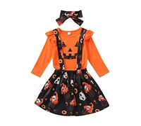 Generico Costume da Zucca Halloween Neonato Mode Arancione Set Da Carnevale,a Manica Lunga Vestito Baby Jumpsuit Halloween Neonato Per Halloweens Carnevales