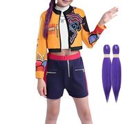 Generico Costume Demons Hunters Cosplay | Rumii Anime Character Halloween Cosplay Dress Up Crop Top & Skirt & Wig,Outfit Uniform For Halloween Parties Accessories