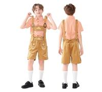 Generico Costume di Halloween Bambino Completo Bavarese con Camicia a Quadri e Bretelle per Feste della Birra e Cosplay Adatto a Serate di Halloween e Sagre di Paese