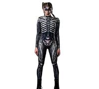 Generico Costume di Halloween da donna, scheletro, cosplay, tuta con osso, per carnevale-Costume da scheletro, tuta intera unisex per adulti,inter 3D stampata skinny catsuit cosplay body