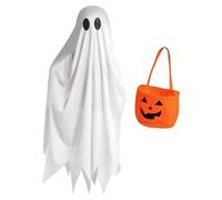 Generico Costume Di Halloween Per Bambini, Mantello Fantasma Bianco Costume Halloween Bambino, Vestito Festa Spaventoso Poncho Outfit Ragazze Ragazzi Scuola Teatro Festival Completo Amici