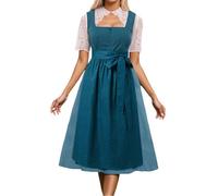 Generico Costume Dirndl Bavarese Cosplay per Donna Elegante Outfit Tedesco per Feste della Birra con Camicetta in Pizzo e Grembiule Tradizionale per Oktoberfest Halloween Vestito Modellante Donna