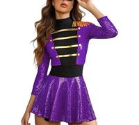 Generico Costume Domatrice Presentatrice del Circo Donna Tutu Vestito Domatrice Circo Maniche Lunghe Halloween Carnevale Abiti Travestimenti Ringmaster Costume per Festa di