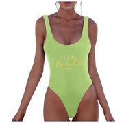Generico Costume Donna Due Pezzi Bikini Team Bride Bride to Be Ideale per Addio al Nubilato Festa Mare Estate Elegante, 20-Light Green, XL