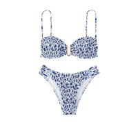 Generico Costume Donna Due Pezzi Sexy Bikini Balconcino Costume da Bagno con Spacco da Donna Bikini Stampato con Reggiseno Costumi Bagno Mestuali Nuoto