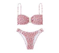 Generico Costume Donna Due Pezzi Sexy Bikini Balconcino Costume da Bagno con Spacco da Donna Bikini Stampato con Reggiseno Costumi Bagno Mestuali Nuoto