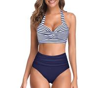 Generico Costume Donna Due Pezzi Sexy Me Fui Costumi Donna Costume da Bagno da al Mare con Coppe per Seno Bikini con Fiocco Separato Senza Staffe in Costumi Bagnio (Sky Blue S)