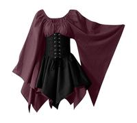 Generico Costume Donna Halloween Pirata Vampiro Adulto Famiglia Corset Adulti Vestiti Strega Elfo Vestito Cosplay Corsetto Gotico Medievale Sexy Angelo Carnevale Abito Costumi Vino S