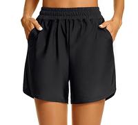 Generico Costume Donna Pantaloncino Vita Alta Curvy Boxer Costume Bagno Senza Cuciture Brasiliana Lavabile Shorts Sexy Comodi Tanga Costumi Nuoto Sportivi Nero Pantaloni Corti Mare Surf Spiaggia