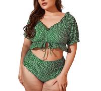 Generico Costume Donna Tankini Costume Abbronzante Donna da Bagno Taglie Forti 2 Pezzi Bikini con Spalle Scoperte E Coulisse sul Davanti E Fondo A Tankini Mare