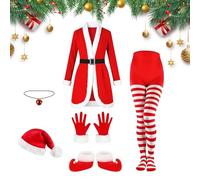 Genérico Costume - Funny Dress Suit, Outfit With Bell Ne Featuring A Suit Paired With Decorative Boots And Lively Festive Accesscklace Stockings Boots, for Party Cosplay Stage Performance