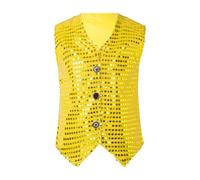 Generico Costume Gilet Bambini Ragazzi con Paillettes Smanicato Brillantini Spettacoli Saggi Regalo per Natale e Compleanno Spettacolo Della Festa di Natale (Yellow, 6-12 Months)