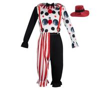 Generico Costume Giullare Donna - Vestito Carnevale Clown, Abito Circo per Halloween,Compleanni e Party