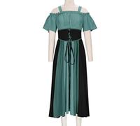 Generico Costume Gotico Donna Abito da Donna Medievale Abiti Rinascimentale con Corsetto Abito Tradizionale Irlandese con Maniche a Tromba Abiti Vittoriano con Spalle Scoperte per Cosplay Halloween