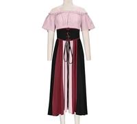 Generico Costume Gotico Donna Abito da Donna Medievale Abiti Rinascimentale con Corsetto Abito Tradizionale Irlandese con Maniche a Tromba Abiti Vittoriano con Spalle Scoperte per Cosplay Halloween