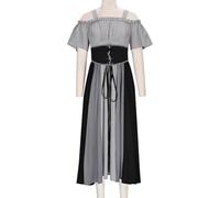 Generico Costume Gotico Donna Abito da Donna Medievale Abiti Rinascimentale con Corsetto Abito Tradizionale Irlandese con Maniche a Tromba Abiti Vittoriano con Spalle Scoperte per Cosplay Halloween