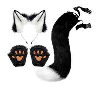 Generico Costume Halloween Accessorio Set Orecchie e Coda da Volpe in Pelliccia Finta per Cosplay e Feste a Tema Adatto a Serate di Halloween e Party nel Bosco