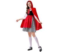 Generico Costume Halloween Donna Completo Cappuccetto Rosso con Mantello per Giochi di Ruolo e Feste Cosplay Adatto a Serate di Halloween e Passeggiate nel Bosco