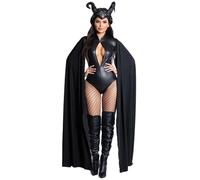 Generico Costume Halloween Donna Mantello da Strega Vampiro con Corna per Cosplay e Balli in Maschera Adatto a Serate di Halloween e Incantesimi Notturni