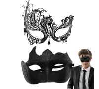 Generico Costume in maschera, set mascherata in maschera per coppia - 2 coperture per il viso con benda in - Set di maschere per lui e per lei, per costumi per il carnevale del ballo di fine anno