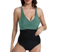 Generico Costume Intero Bianco Donna Costumi da Bagno Women's Solid Color Mesh Patchwork Swimsuit Europe And The States Sexy Fashion Slimming Backless Swimsuit Costumi Interi Donna Mare (Green, XXL)