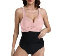 Generico Costume Intero Bianco Donna Costumi da Bagno Women's Solid Color Mesh Patchwork Swimsuit Europe And The States Sexy Fashion Slimming Backless Swimsuit Costumi Interi Donna Mare (Pink, S)