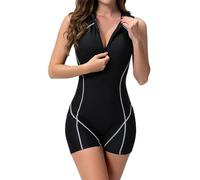 Generico Costume Intero Bianco Donna Costumi da Bagno Women's Spring Summer Competitive Diving Solid Color Quick Drying Zipper Suit Tankini Donna Mare Curvy Costume Mestruale Ragazza (Black,S)