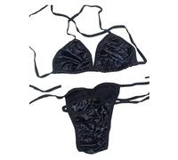 Generico Costume Intero Donna Brasiliana Donna da Mare Women's Women's Metallic Top Two Piece Swimsuit Tie Side Bikini ' Liquid Metallic Rainbow Bikini Sets (Black, One Size)