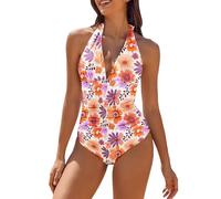 Generico Costume Intero Donna con Schiena Nuda, SGAMBATO e Ritagli, Dotato di Push up Ideale per Spiaggia da Bagno Intero con Scollo a V Profondo da Donna, con Cintura Avvolgente e Vita Alta (M)