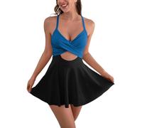 Generico Costume Intero Donna Contenitivo Pancia Due Pezzi Costume da Bagno con Gonna Totanchini in Acciaio da Donna con Coppa al Seno Costumi Interi Intero Contenitivo (Dark Blue,M)