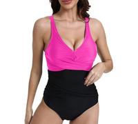 Generico Costume Intero Modellante Costumi da Bagno Donna Women's Solid Color Mesh Patchwork Swimsuit Europe And The States Sexy Fashion Slimming Backless Costumi Assorbenti per Ciclo (Hot Pink,XL)