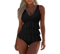 Generico Costume Intero Modellante Donna Nero Due Pezzi Costume da Bagno Comodo da Donna, Due Pezzi, Adatto per la Spiaggia, Costumi da Bagno da Donna, Eleganti Bikini Donna Costume Intero (Black, L)