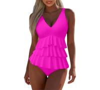 Generico Costume Intero Modellante Donna Nero Due Pezzi Costume da Bagno Comodo da Donna, Due Pezzi, Adatto per la Spiaggia, Costumi da Bagno da Donna, Eleganti Bikini Donna Costume (Hot Pink, XL)