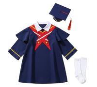 Generico Costume Laurea Bambini Unisex Toga Laurea Bambini Set con Toga Tocco e Nappa Abito da Laureato per Cerimonia Recite 2026 3-16 Anni