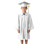 Generico Costume Laurea Bambini Unisex, Toga Lucida in Tessuto Knit con Cerniera Frontale, Con Cappello, Perfetta per Cerimonie, Foto e Spettacoli, Disponibile in Diverse Taglie e Colori